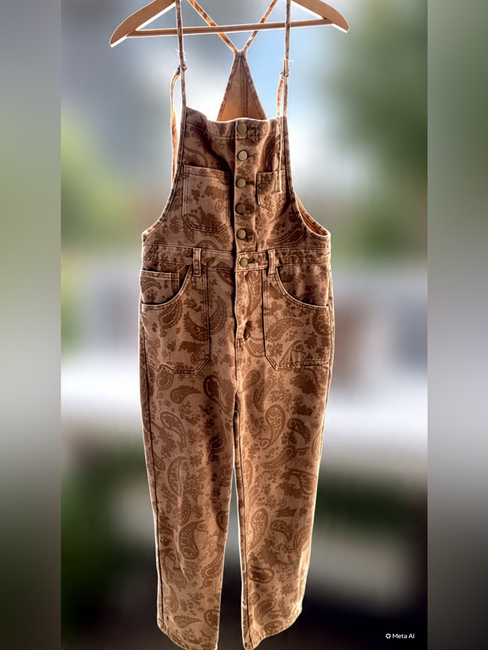 NWT Easel Paisley Print Brown Overalls Jumpsuit Oversized